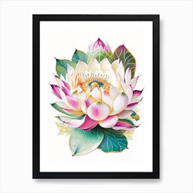 Lotus Flower Pattern Decoupage 3 Art Print
