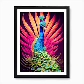 Colorful Peacock Art Print