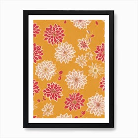 Dahlia Floral Print Retro Pattern 2 Flower Art Print