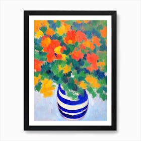 Orange Flowers In A Vase Matisse Inspired Flower Art Print