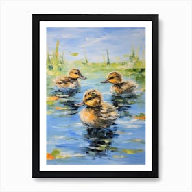 Ducklings Impressionism Style 4 Art Print