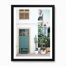 Green door in Bohemian street // Ibiza Travel Photography Art Print