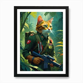 Cat In Military Uniform Art Print