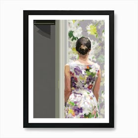 Woman In A Floral Dress Art Print