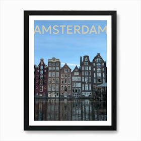 Amsterdam and Canals Travel Poster Art  Art Print