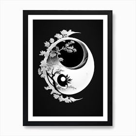 Black And White Yin and Yang 2, Illustration Art Print