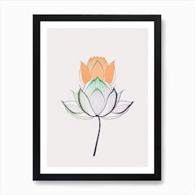 Double Lotus Minimal Line Drawing 2 Art Print