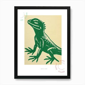 Forest Green Anoles Lizard Bold Block Colour 2 Poster Art Print