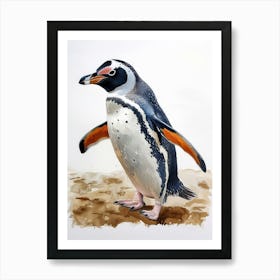 Humboldt Penguin Zavodovski Island Watercolour Painting 5 Art Print