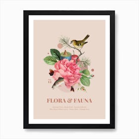Flora & Fauna with Eurasian Wren Art Print