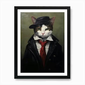 Gangster Cat Japanese Bobtail Art Print