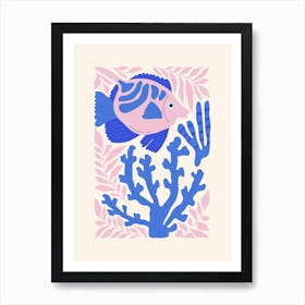 Blue And Pink Fish Art Print