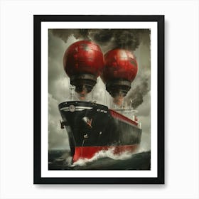 Ship With Hot Air Balloons Art Print