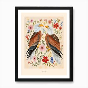 Folksy Floral Animal Drawing Eagle 2 Poster Poster