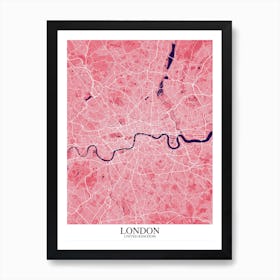 London Pink Purple Map Art Print