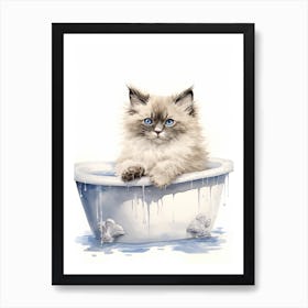 Ragdoll Cat In Bathtub Bathroom 3 Art Print