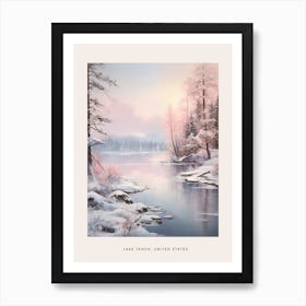 Dreamy Winter Painting Poster Lake Tahoe Usa 1 Art Print