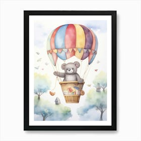 Baby Koala 3 In A Hot Air Balloon Art Print