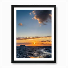 Sunset Over The Sea-Reimagined Art Print