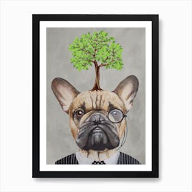 French Bulldog With Tree Art Print