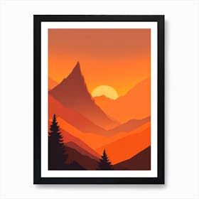 Misty Mountains Vertical Composition In Orange Tone 117 Art Print