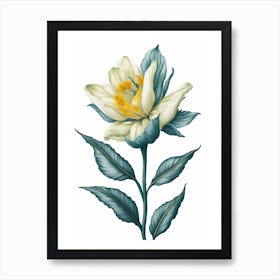 Minimal Daffodil Flower Painting (19) Art Print