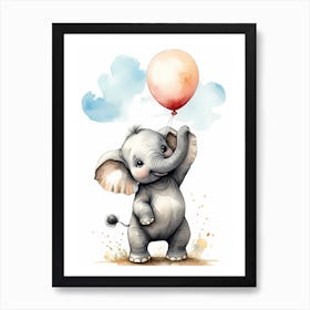 Adorable Chibi Baby Elephant (3) Art Print