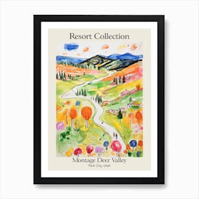 Poster Of Montage Deer Valley   Park City, Utah   Resort Collection Storybook Illustration 2 Art Print