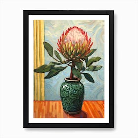 Flowers In A Vase Still Life Painting Protea 2 Art Print