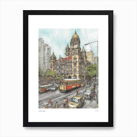 Mumbai India Drawing Pencil Style 1 Travel Poster Art Print