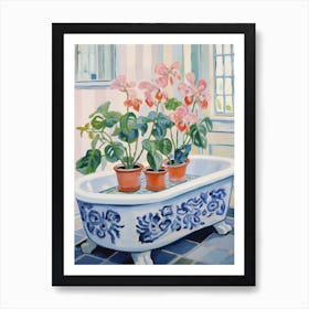 A Bathtube Full Hellebore In A Bathroom 1 Art Print