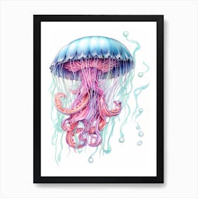 Upside Down Jellyfish Pencil Drawing 12 Art Print