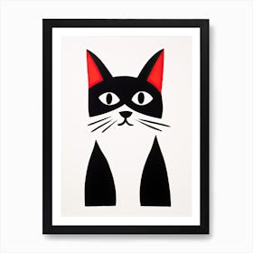 Abstract Cat-titude: Cubist Minimalism Unleashed Art Print