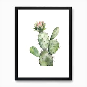 Ladyfinger Cactus Watercolour Drawing 3 Art Print