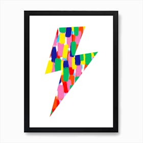 Rainbow Brush Stroke Effect Lightning Bolt Thunder  Art Print