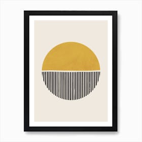 Minimalist Lines Circle Mustard Art Print