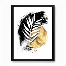 Gold And Black Palm Leaf Art Print