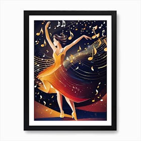 Dancer With Music Notes 1 Art Print