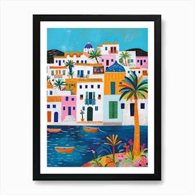 Kitsch Colourful Mykonos 1 Art Print