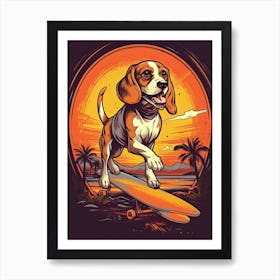 Beagle Dog Skateboarding Illustration 3 Art Print