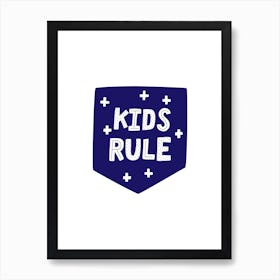 Kids Rule Navy Super Scandi Art Print