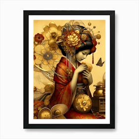 Geisha in Flowers Art Print