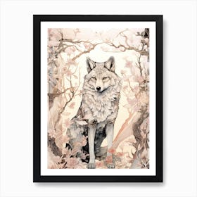 Indian Wolf Vintage Painting 2 Art Print