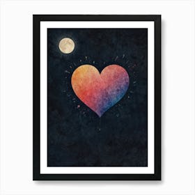 Heart With Moon Art Print