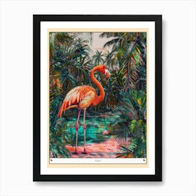 Greater Flamingo Italy Tropical Illustration 4 Poster Art Print