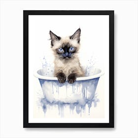 Siamese Cat In Bathtub Bathroom 3 Art Print