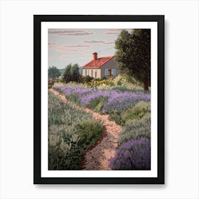 Lavender Fields Country Side Summer Landscape 3 Art Print