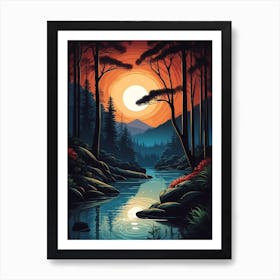 Sunset In The Forest 18 Art Print