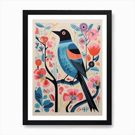 Colourful Scandi Bird Cowbird 3 Art Print