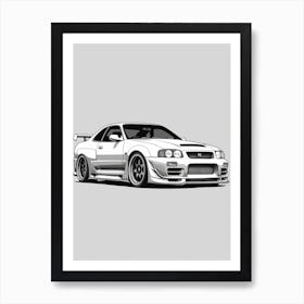 Nissan Gtr Line Drawing 12 Art Print